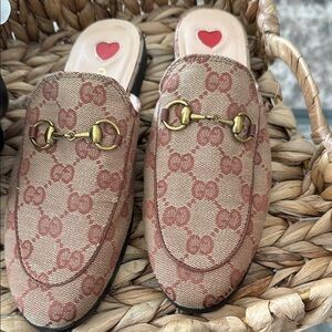 Beige Canvas Horsebit Mules